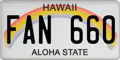 HI license plate FAN660