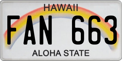HI license plate FAN663