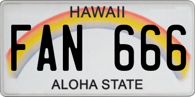 HI license plate FAN666