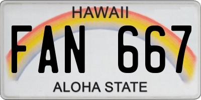 HI license plate FAN667