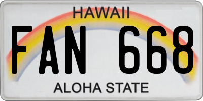 HI license plate FAN668