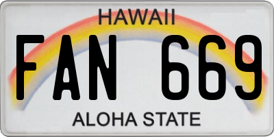 HI license plate FAN669