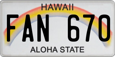 HI license plate FAN670