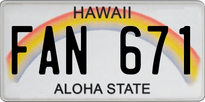 HI license plate FAN671
