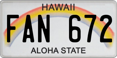 HI license plate FAN672