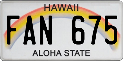HI license plate FAN675