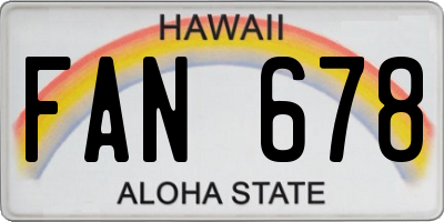 HI license plate FAN678