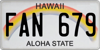 HI license plate FAN679
