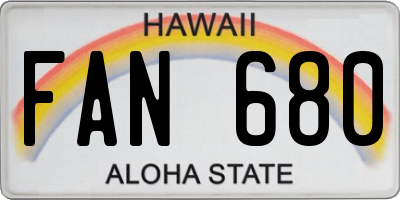HI license plate FAN680