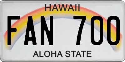 HI license plate FAN700