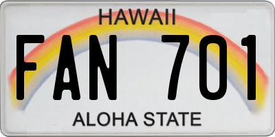 HI license plate FAN701