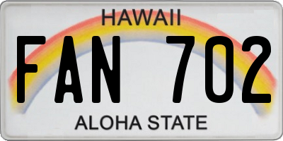 HI license plate FAN702