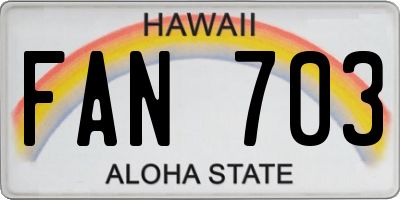 HI license plate FAN703
