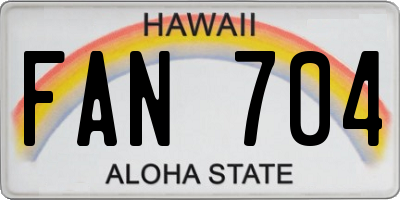 HI license plate FAN704