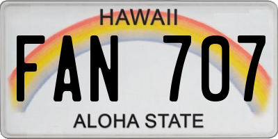 HI license plate FAN707