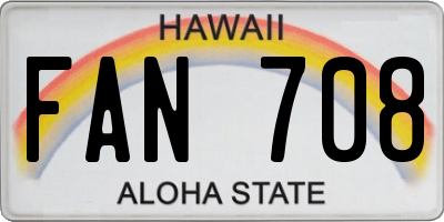 HI license plate FAN708
