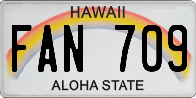 HI license plate FAN709