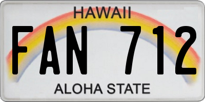 HI license plate FAN712