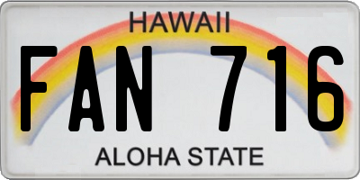 HI license plate FAN716