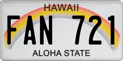 HI license plate FAN721