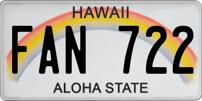 HI license plate FAN722