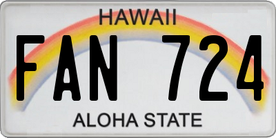 HI license plate FAN724