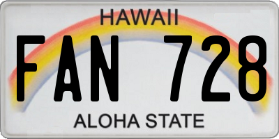 HI license plate FAN728