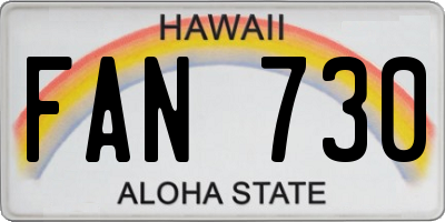 HI license plate FAN730