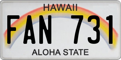 HI license plate FAN731