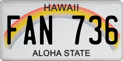 HI license plate FAN736