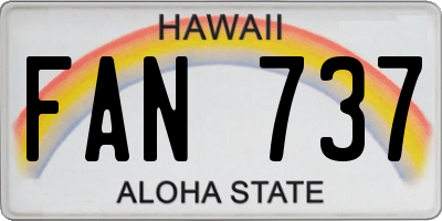 HI license plate FAN737