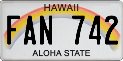 HI license plate FAN742