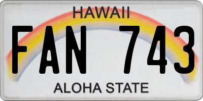 HI license plate FAN743