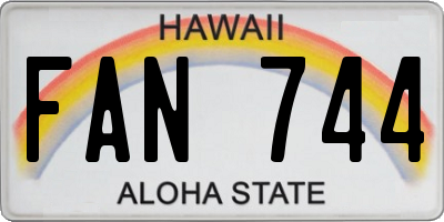HI license plate FAN744