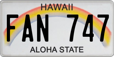 HI license plate FAN747