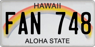 HI license plate FAN748
