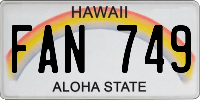 HI license plate FAN749