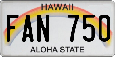 HI license plate FAN750