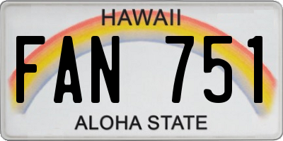 HI license plate FAN751