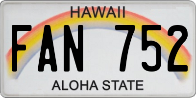 HI license plate FAN752