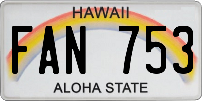 HI license plate FAN753