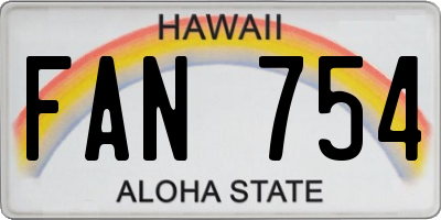 HI license plate FAN754