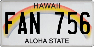 HI license plate FAN756