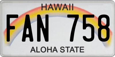 HI license plate FAN758