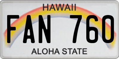 HI license plate FAN760