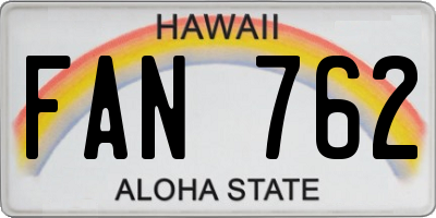 HI license plate FAN762