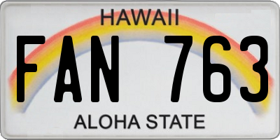 HI license plate FAN763