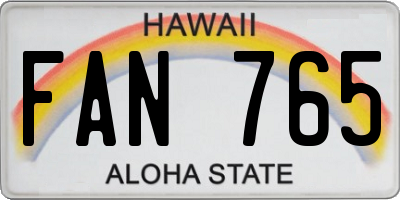 HI license plate FAN765