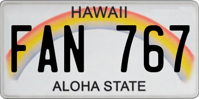 HI license plate FAN767