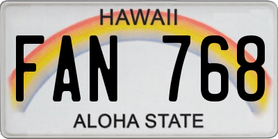 HI license plate FAN768
